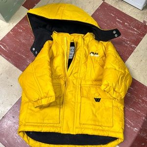 Yellow Old Navy winter jacket.